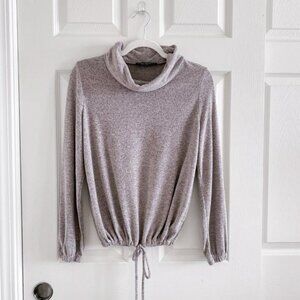 Heathered Cowl Neck Long Sleeve